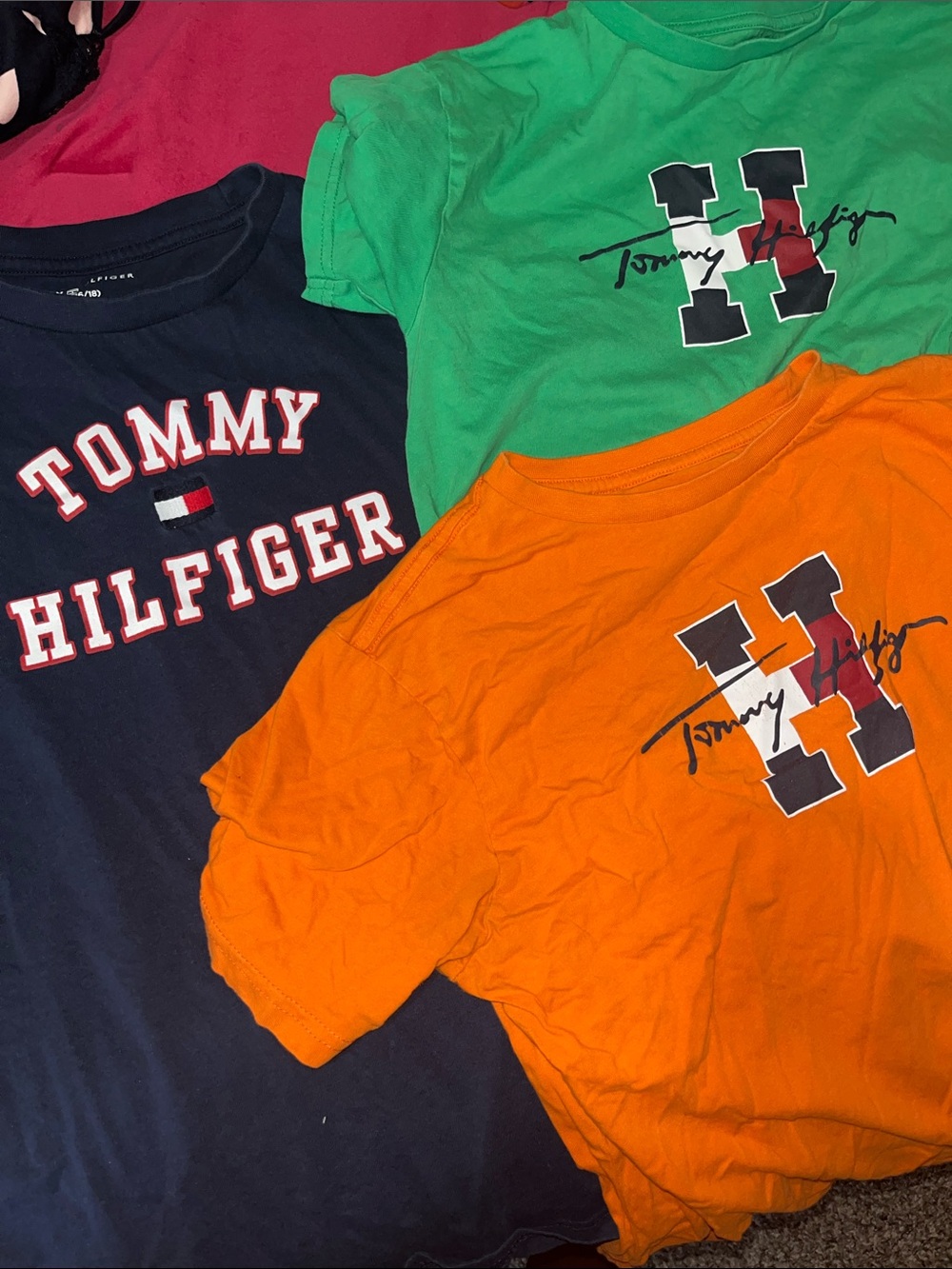 Tommy Hilfiger Kids Short Sleeve Logo Tees - Navy, Green, Orange